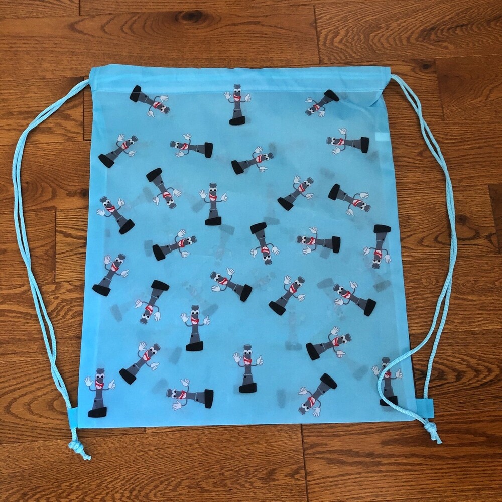Blue Robot Marty Drawstring Backpack Gymbag